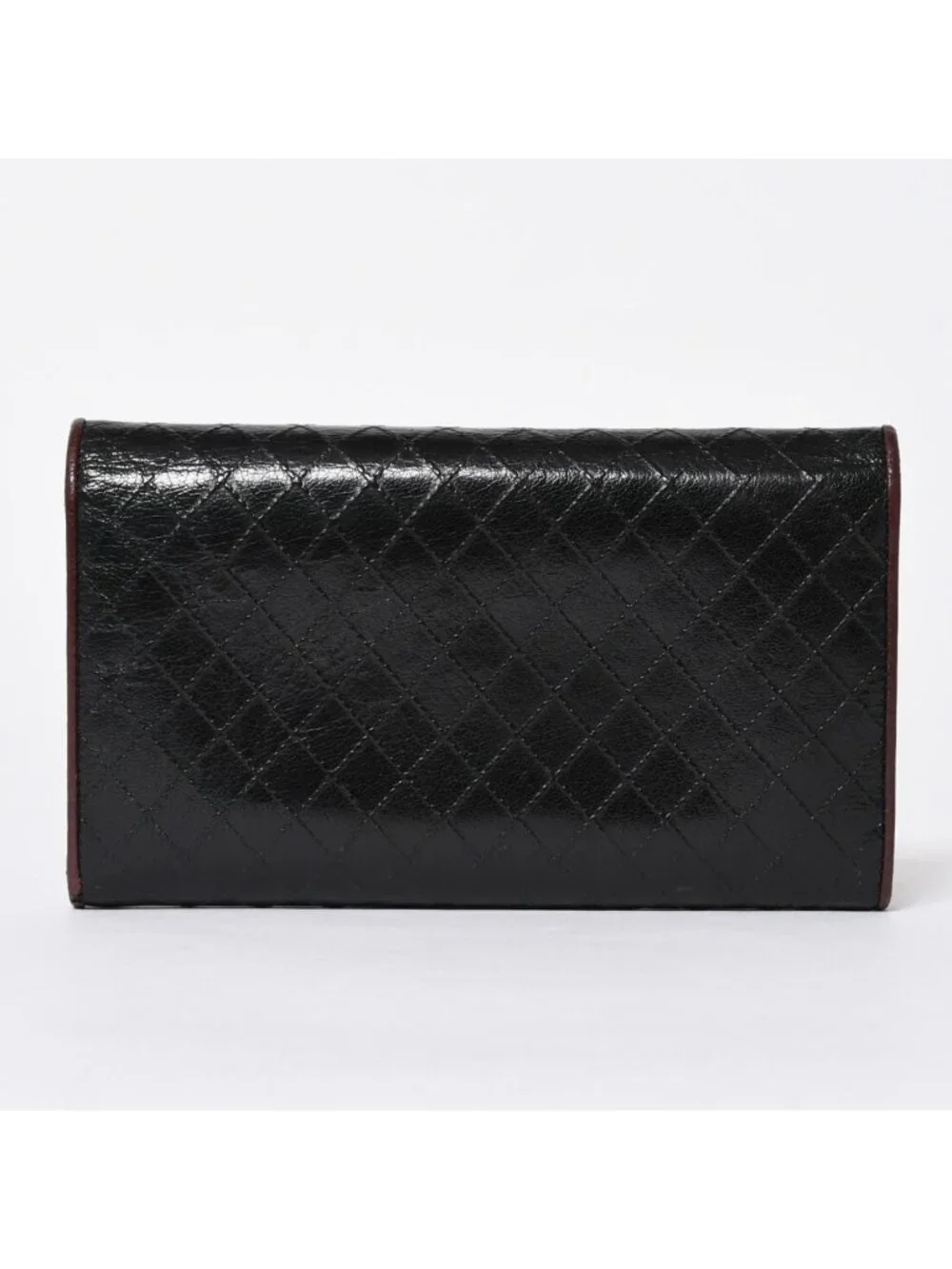 Chanel Bicolor Wallet CC Logo Calfskin Black Bordeaux Silver